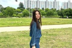 정려원 청청패션 나들이룩 롱샴 가방 가격은?