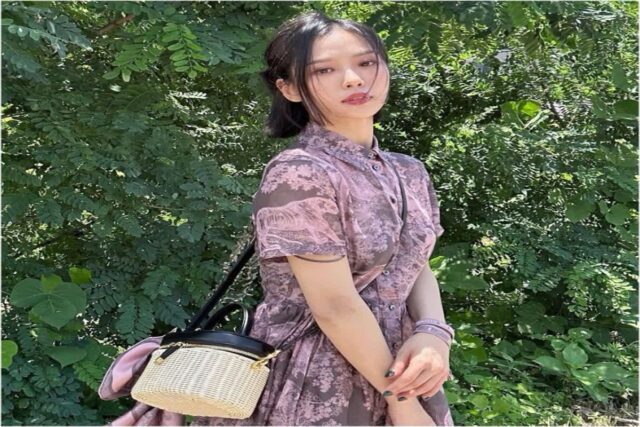 고민시 우아한 디올 원피스 & CD 미디엄 베니티 케이스 가방 코디