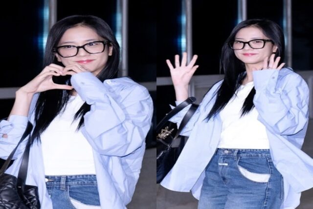 지수 공항패션 셔츠 이너프원 안소희 임수향 연예인패션 속 블루셔츠 추천