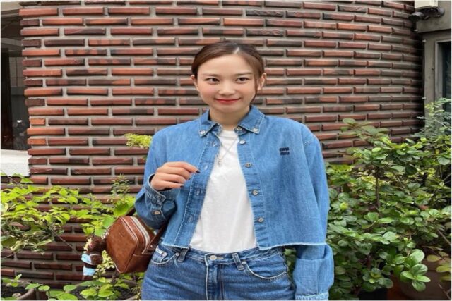 장희령 사복 패션 미우미우 데님셔츠 청청패션 코디