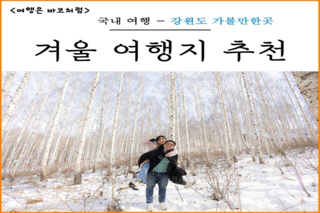 겨울에 국내 가볼만한곳 여행지 추천 데이트 코스, 강원도 인제 자작나무숲 화천 산천어 축제 산타클로스 우체국