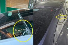 테슬라도 한파는 못버텨… 뒷유리 와장창 깨졌다