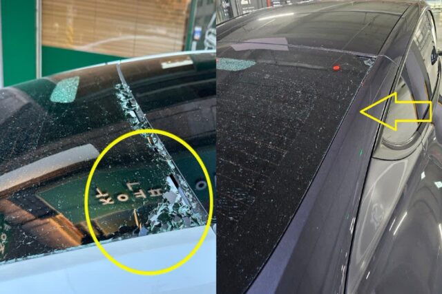 테슬라도 한파는 못버텨… 뒷유리 와장창 깨졌다