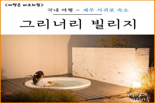 제주도 서귀포 감성 숙소 그리너리 빌리지 제주 펜션 추천 독채펜션 야외 자쿠지