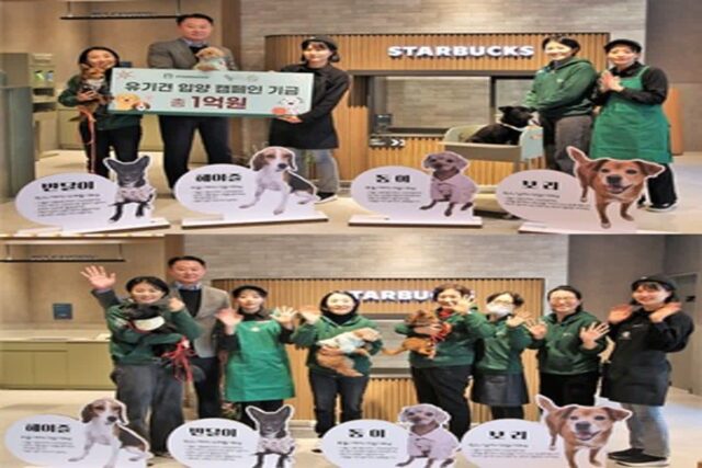 스타벅스, 유기동물 위한 ‘해피투개더’ 기금 1억원 기부