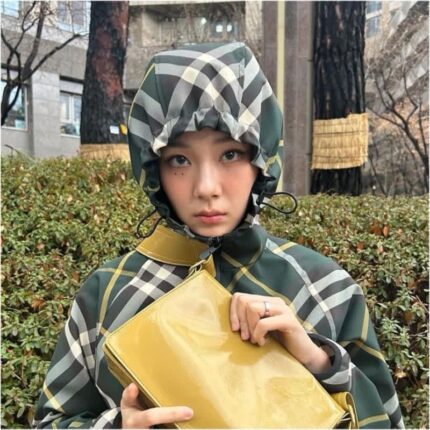 요즘 최애곡 밤양갱 부른 비비 버버리 가방 체크 후드집업 바람막이 코디 사복 패션