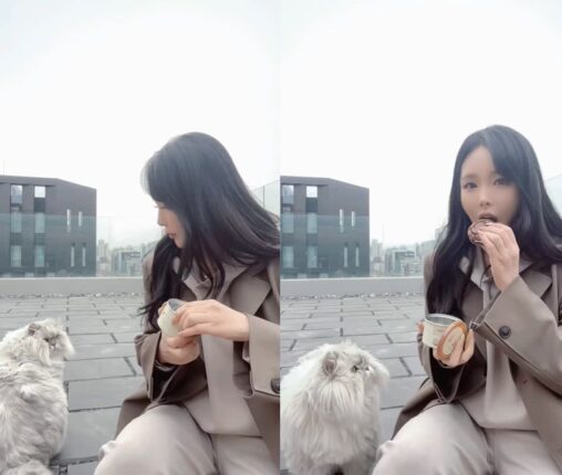 홍진영, 스튜디오에서 만난 고양이 ‘햇살이’와 꽁냥꽁냥…”눈치쿠키”