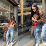방민아, 반려견 ‘따꿍이’와 봄 산책 중 찰칵!…”새하네스 하고 신나게 산책했지”