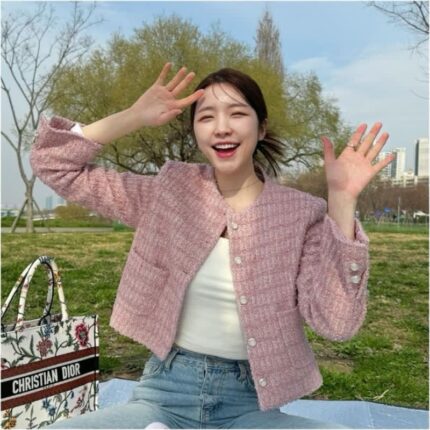 하객룩 출근룩 추천 성해은 봄코디 핑크 트위드자켓 어디꺼?