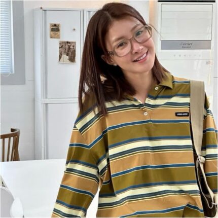 이시영 요즘 최애 데일리룩 미우미우 폴로 스트라이프 티셔츠 가격은?