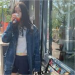 크리스탈 사복 패션 폴로랄프로렌 데님 자켓 & 아디다스 트레이닝복 반바지 코디