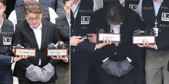구속영장 심사 받은 김호중…‘수갑’ 차고 포승줄 묶인 채 유치장으로 (사진)