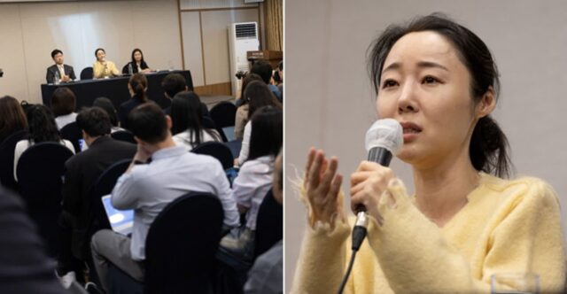 민희진, 자기 말 끊고 “저희 시간 없는 사람들…빨리 답변만 해라” 항의한 기자와 말다툼