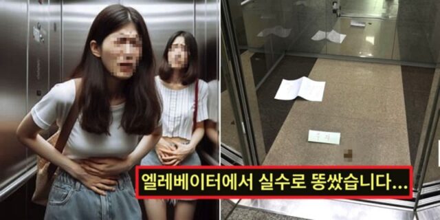 ‘급똥’ 못참고 엘베서 대참사 저지른 부산 한 대학생…1열 직관 목격자 등장