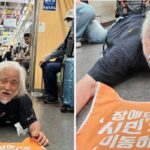 일본 후쿠오카 지하철서 장애인 차별 멈추라며 포체투지 진행한 전장연 대표