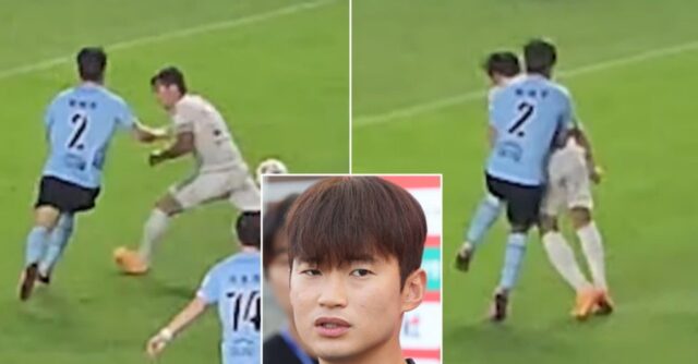 K리그 경기 중 02년생 국대 후배에게 ‘몸통 박치기’ 시전해 ‘비매너’로 욕 먹고 있는 김진수 (영상)