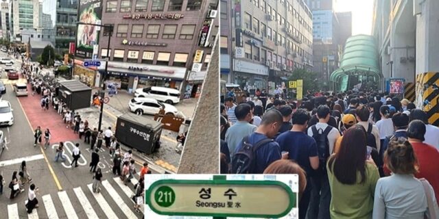 지하철 2호선 ‘성수역’ 앞 길게 늘어선 줄…행사 하나 했더니 ‘퇴근길’ 직장인들이었다