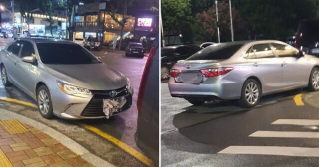 불법 주차하더니… 단속 안 걸리려 신문지 덕지덕지 붙여 번호판 가린 얌체 ‘도요타 아줌마’