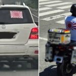 ‘욱일기 벤츠’ 이어… 신호 대기 중인 시민들 눈살 찌푸리게 한 ‘오토바이 男’ 정체