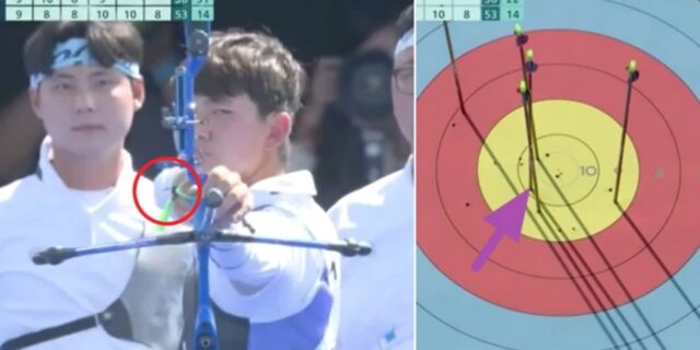 손에 벌 앉았는데도 10점 쏴… 위기의 순간에도 ‘신궁’ 같았던 김제덕 (영상)