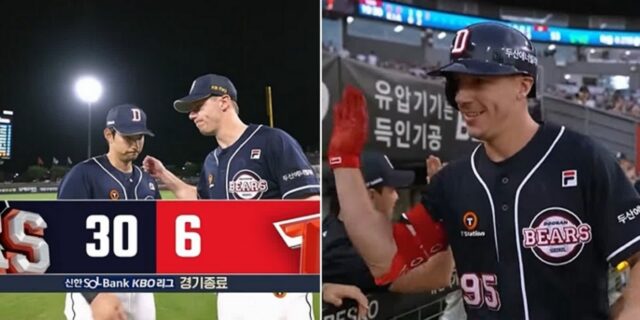 기아 상대로 ‘30득점’ 뽑아낸 두산… 한경기 ‘최다 득점 신기록’ 세웠다