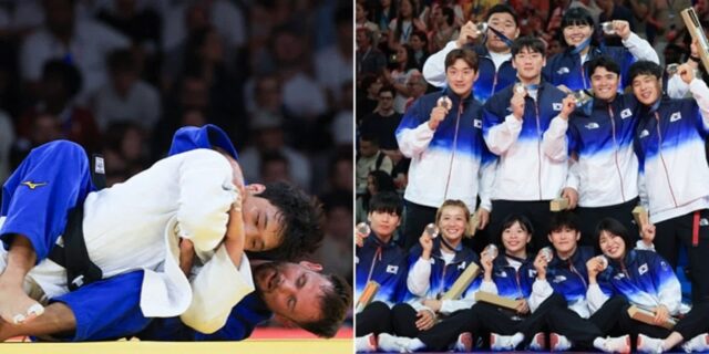 ‘안바울 연장 투혼’ 한국 유도, 혼성단체전서 동메달 획득… 사상 첫 메달 쾌거