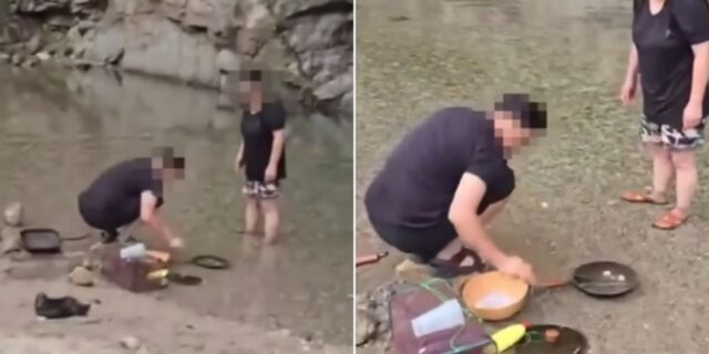 계곡서 ‘음식물’ 잔뜩 묻은 프라이팬 설거지하던 남녀… “하지마세요” 했더니 욕설