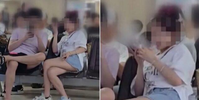 제주공항서 실내흡연 한 여성… 연기 ‘후’ 내뿜더니 중국어로 대화 (영상)