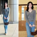 있지 류진, 스웨터&청바지 실용적인 공항패션