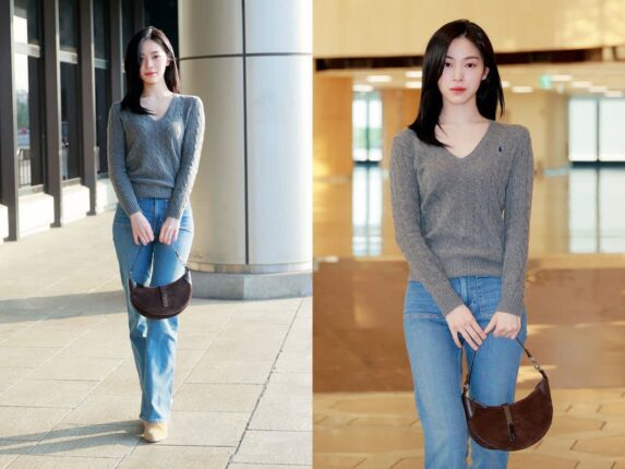 있지 류진, 스웨터&청바지 실용적인 공항패션