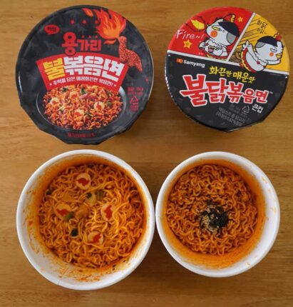 매운라면 컵라면 비교! 편의점라면신상 용가리불볶음면 VS 불닭볶음면!