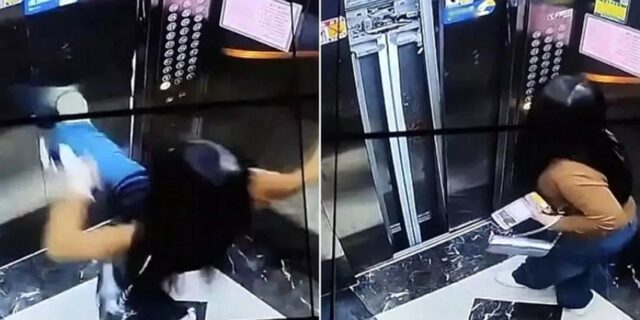 엘리베이터 늦게 올라간다며 문 걷어차던 만취녀의 최후… CCTV 영상 보니