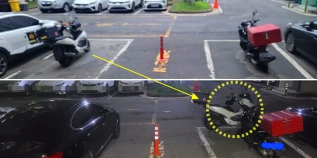 “오토바이 2대로 명당자리 ‘알박기’ 시전 중”… 아파트에서 목격된 신개념 ‘민폐 주차’