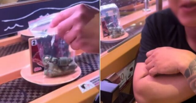 회전 초밥집 레일에… ‘1금 발암물질’ 올려놓고 재밌다고 깔깔거리는 문신남