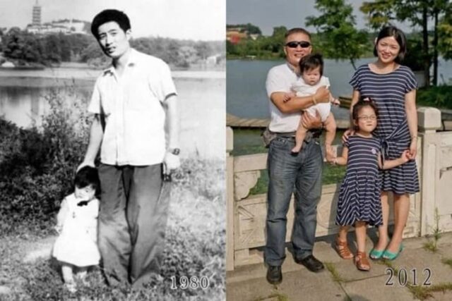 35년간 같은 장소에서 사진 찍은 아버지와 딸