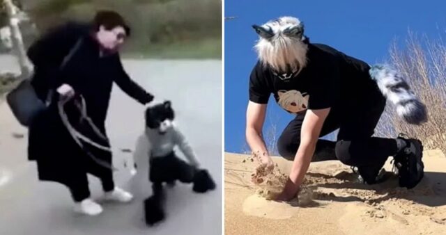 동물탈 쓰고 네발로 기며 ‘으르렁’거리더니 지나가던 시민들 물어뜯는 10대들 (영상)