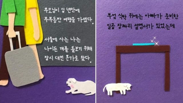 엄마랑 십년만에 여행가는 아빠가 ‘늙은 강아지’ 맡기며 남긴 편지 보고 폭풍 오열한 이유
