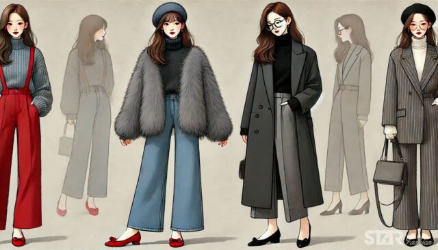 블랙 롱코트 VS 에코 퍼 재킷, 데님으로 완성하는 FW 스타일