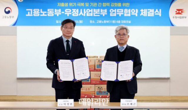 우본-고용부, 저출생 위기 극복 ‘맞손’