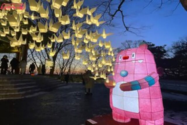 연말,해치와 함께 수 천개의 LED 종이학에 새해 소망 담기, 남산 타워 ‘빛의 연하장’