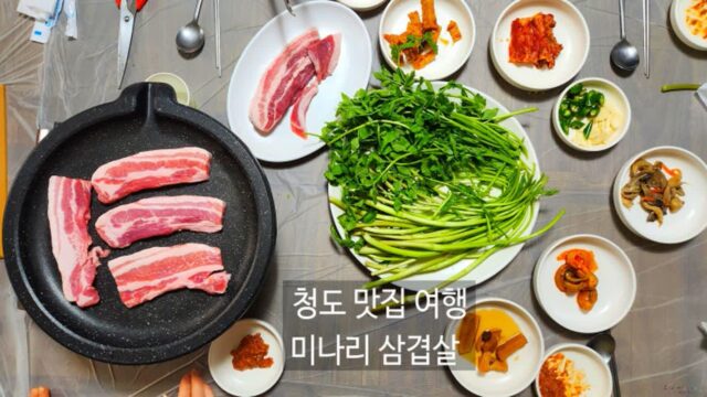 국내 맛집 여행 청도 미나리 삼겹살과 고로쇠 수액 한잔해!