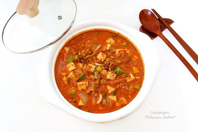 법랑 인덕션냄비 브리에 프롱 법랑냄비 IH로 저녁반찬 청국장찌개 끓이기