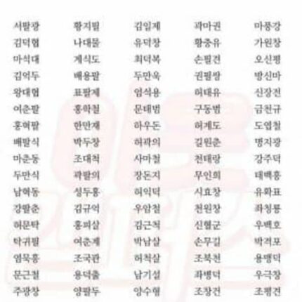 최근 신생아 이름과 낭만의 시대 이름
