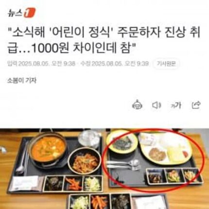 소식해 ‘어린이 정식’ 주문하자 진상 취급…1000원 차이인데 참