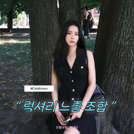 (시크함+단아함 가능?) 블랙핑크 지수 패션, 럭셔리 감성 블랙 원피스룩