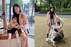 박수홍 아내 김다예, 딸 품에 안고 ‘큰언니 미소’…트윈룩에 반응 폭발