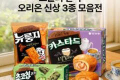 오리온 과자 신상품 초코칩쿠키 말차라떼, 카스타드 밀크티맛, 뉴룽지카라멜크룽지 맛 출시