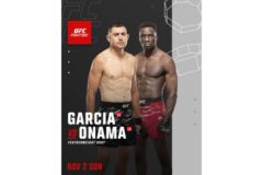 UFC, 11월 2일 ‘파이트 나이트’ 개최… 가르시아 vs 오나마, 아코스타 vs 델리야 격돌