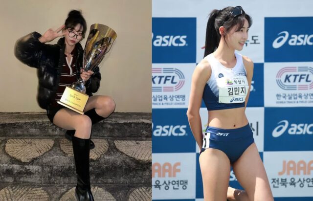 “카리나 닮은꼴 맞네”…김민지, 블랙 패딩+롱부츠 입고 금빛 트로피