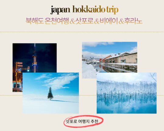 북해도 온천 패키지 3박 4일 가격 299,000원부터 가능해요!